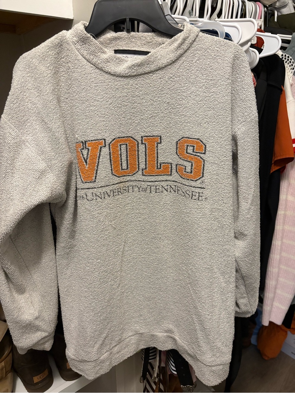 University of Tennessee VOLS Plush Crewneck Sweatshirt - Light Gray & Orange